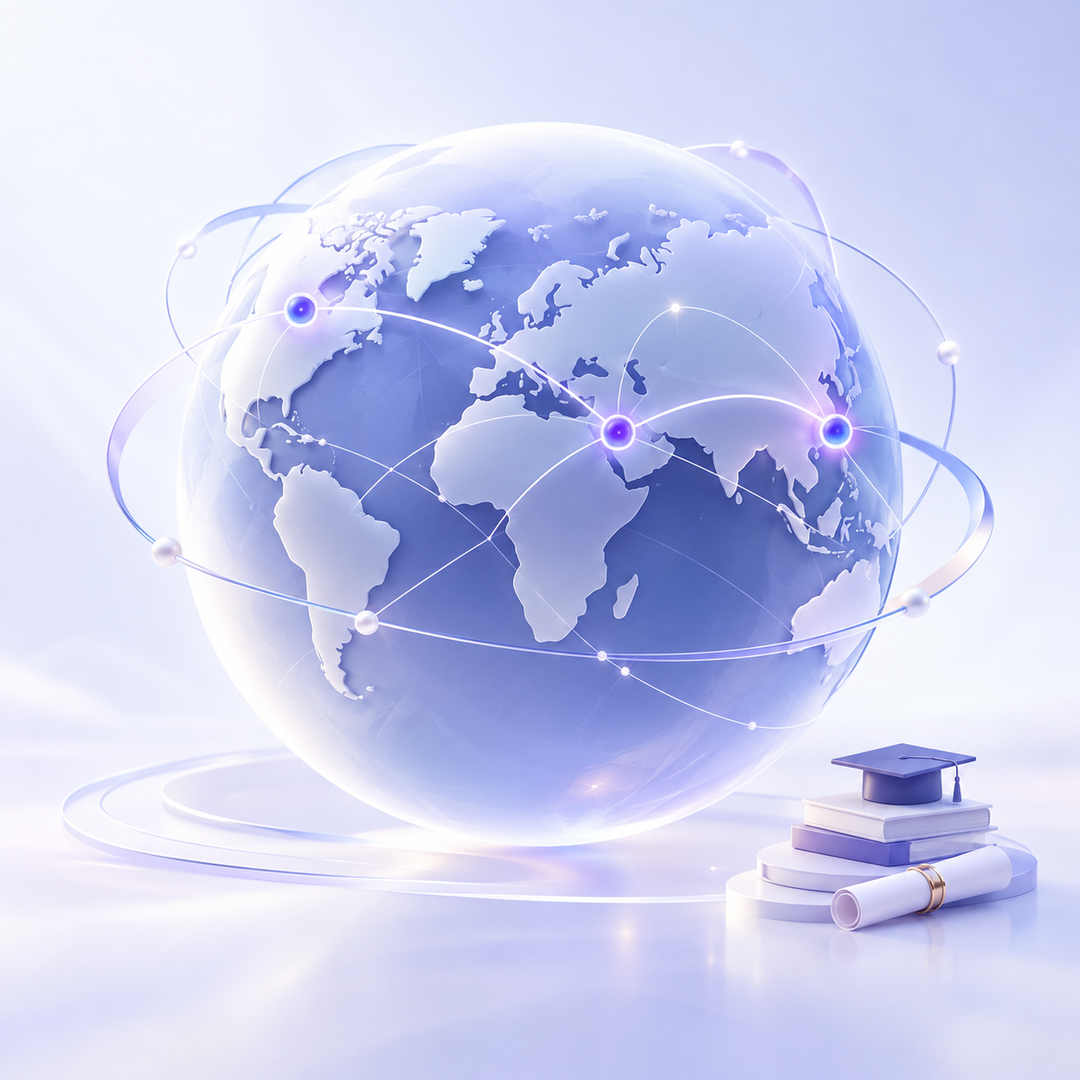Map showing oEdu.ai team locations in Canada, Dubai and Hong Kong