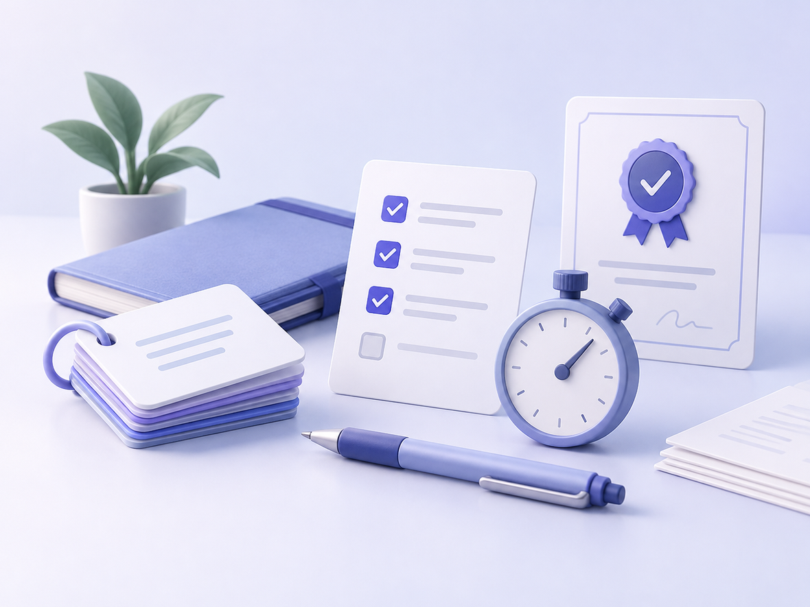 Illustration of oEdu.ai lessons, practice questions and progress tracking